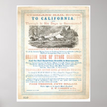 Overland Mail Route to CA 1866 (1257A) -Unrestored Posters
