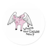OverNeath_ANM0003_T-ShirtZOOM_Pig_WhatsTheExcuse_b Round Stickers