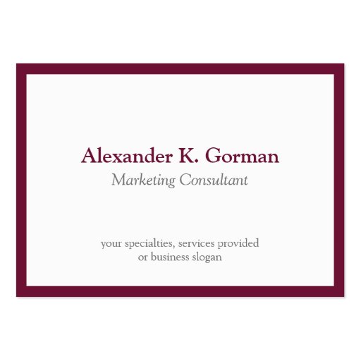 Oversize classic burgundy border solid profession business card (front side)