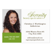 Oversize green custom headshot company logo business card