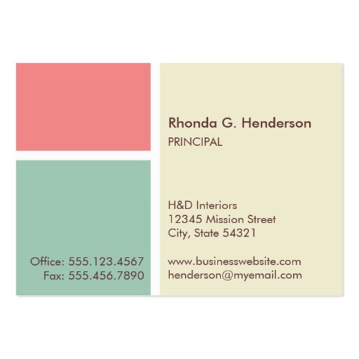 Oversize modern color block beige professional business card templates