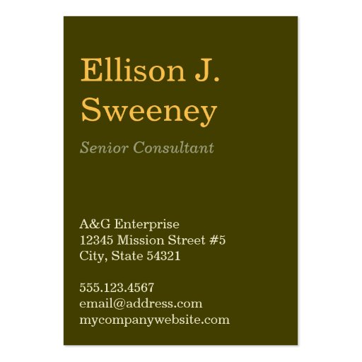 Oversize moss gray professional bold type design business card template (front side)