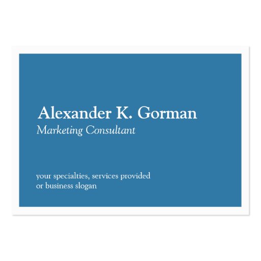 Oversize white border solid colbalt blue classic business card templates (front side)