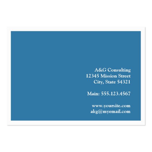 Oversize white border solid colbalt blue classic business card templates (back side)