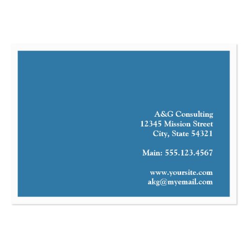 Oversize white border solid colbalt blue classic business card templates (back side)