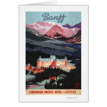 Overview of the Banff Springs Hotel Poster Greeting Cards