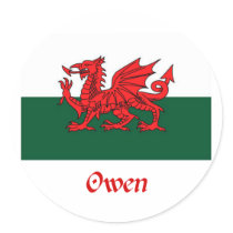Owen Welsh Flag Stickers