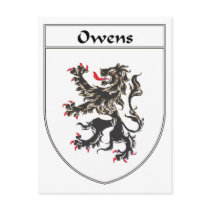 Owens Coat of Arms/Family Crest postcards