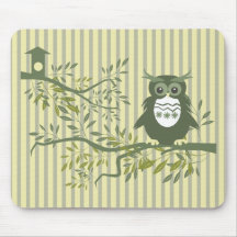 Owl 3 ~ Owl Sitting On Tree Branch Mousepads