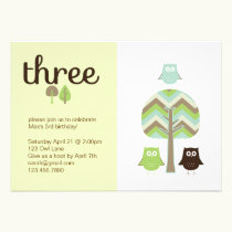 Owl 3rd Birthday Invitation invitations