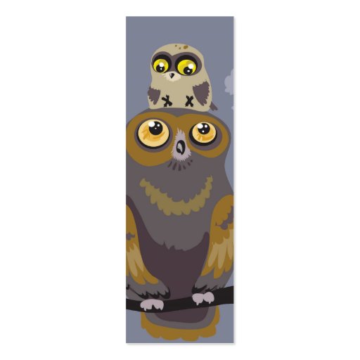 Owl and Baby Owl Bookmark Business Cards (front side)