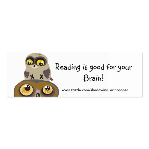 Owl and Baby Owl Bookmark Business Cards (back side)