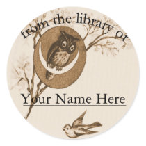 Owl and Bird Bookplate stickers