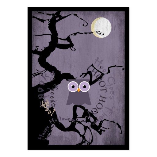 Owl and Creepy Gnarled Tree for Halloween Business Card Template (front side)