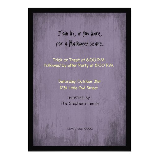 Owl and Creepy Gnarled Tree for Halloween Invitation