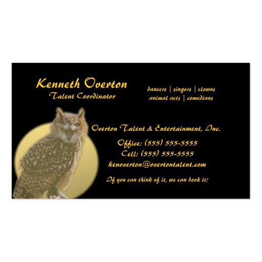 Owl and Full Moon Business Card Template