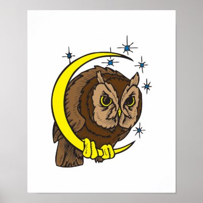 moon tattoo designs. Owl and Moon Tattoo Design
