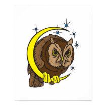 Owl and Moon Tattoo Design posters