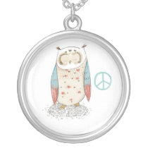 Owl and peace necklace