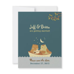 Owl and Pussycat (Blue) Wedding Save the Date zazzle_invitation