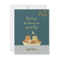 Owl and Pussycat (Blue) Wedding Thank You Custom Announcements