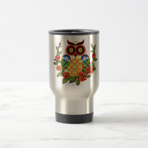 Owl and Roses Mexican style Mugs