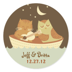 Owl and the Pussycat Favor Sticker sticker