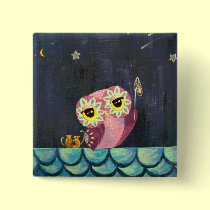 Owl Art - Catch A Falling Star buttons