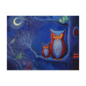 Owl Art Postcard - "The Forest At Night" by SusanRodio Owl Art Postcard - "The Forest At Night"