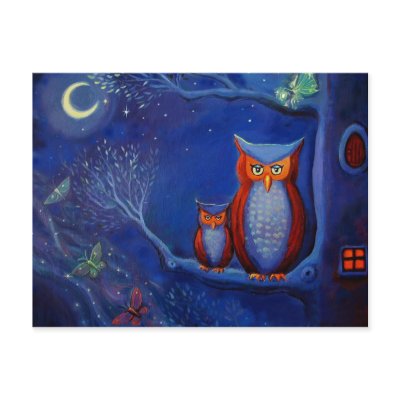 Owl Art Postcard - "The Forest At Night" by SusanRodio