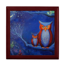 Owl Art - Wooden Gift Box - By Susan Rodio Art gift boxes