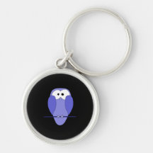 Owl at Night. Blue, Black. Key Chain