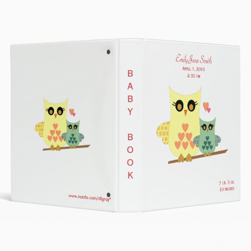 Owl Baby Binder for Girls or Boys