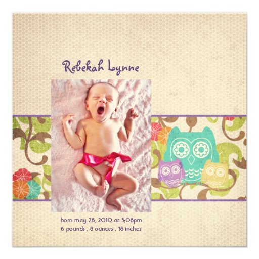 Owl Baby Birth Announcements