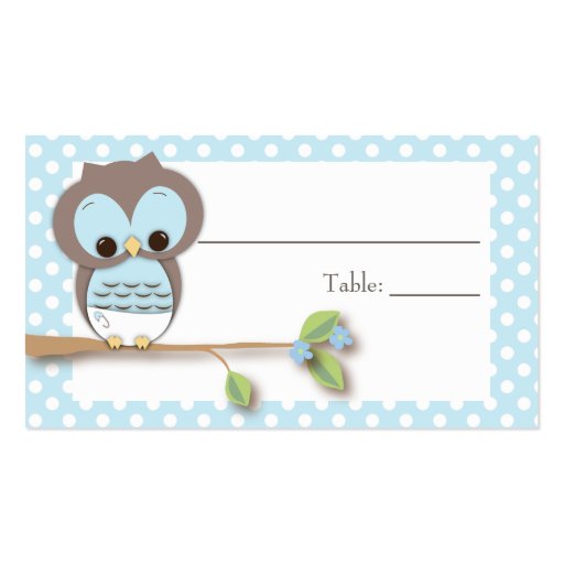 Owl Baby Placecard | Blue Business Card Template (front side)