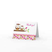 Owl Baby Shower Folded Thank You Note card