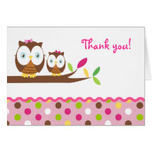 Owl Baby Shower Folded Thank You Note card