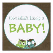 Owl Baby Shower | Green/Blue/Brown Boy invitations