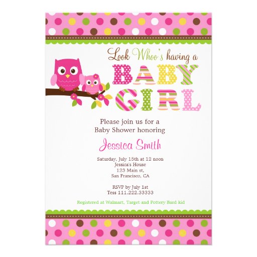 Owl Baby Shower Invitation (front side)