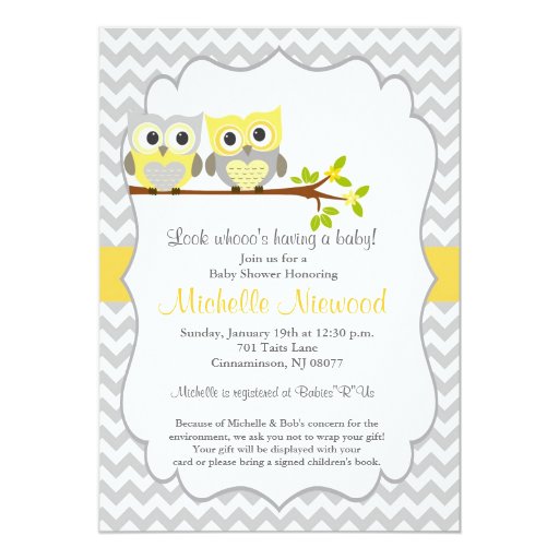 ... the Mommy-to-be with cute personalized owl Baby Shower invitations