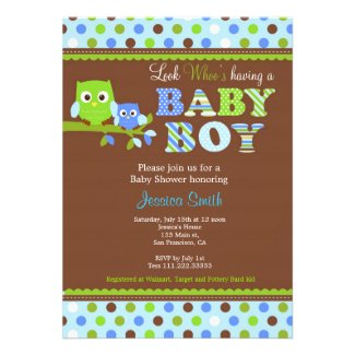 Owl Baby Shower Invitation Boy