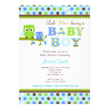 Owl Baby Shower Invitation Boy