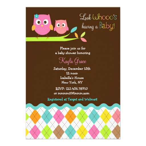 Owl Baby Shower Invitations (front side)