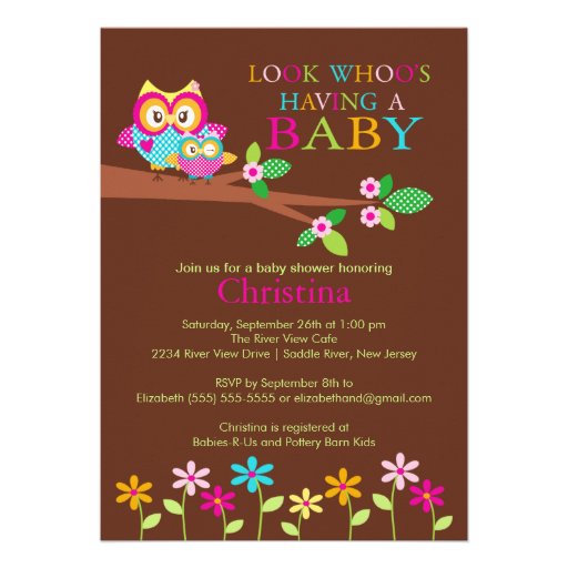 Owl Baby Shower Invitations (front side)