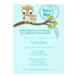 Owl Baby Shower Invitations Boy Mommy BLUE
