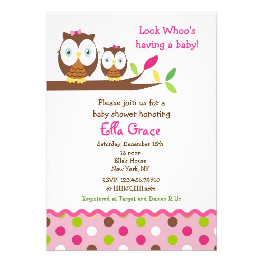 Owl Baby Shower Invitations Girl