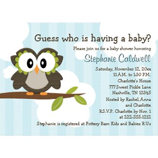 Owl Baby Shower Invitations Invites Blue invitation