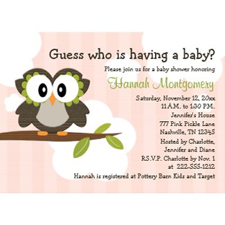 Owl Baby Shower Invitations Invites Pink invitation