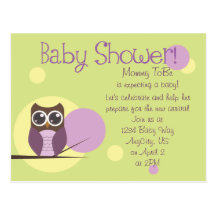 Owl Baby Shower Post Card