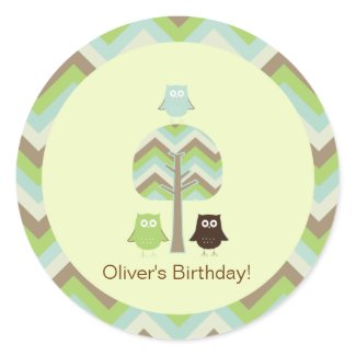 Owl Birthday Cupcake Toppers/Stickers zazzle_sticker